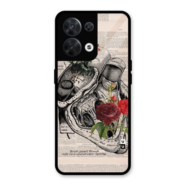 Heart Newspaper Glass Back Case for Oppo Reno8 5G