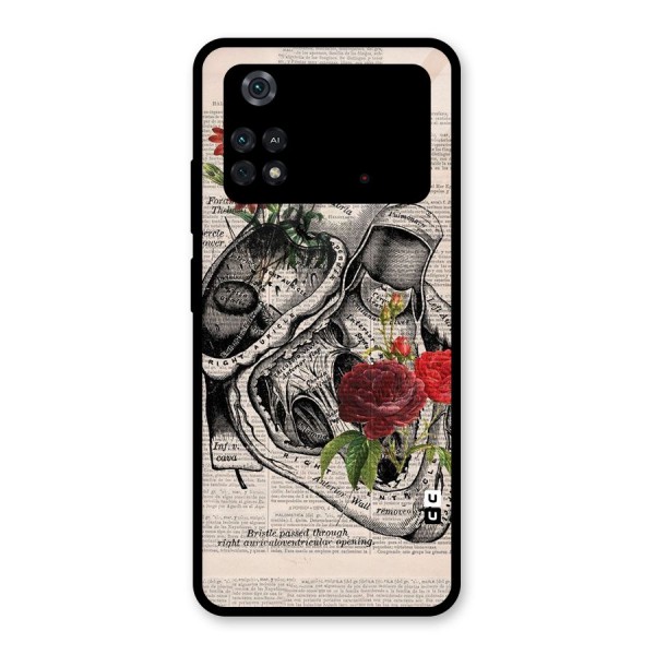 Heart Newspaper Glass Back Case for Poco M4 Pro 4G