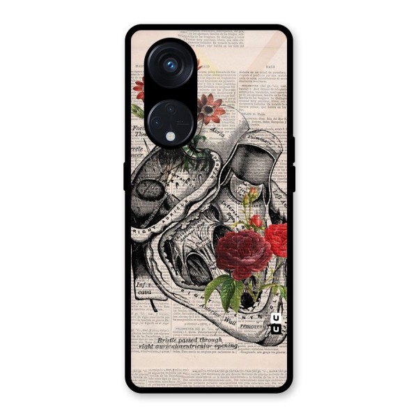 Heart Newspaper Glass Back Case for Reno8 T 5G