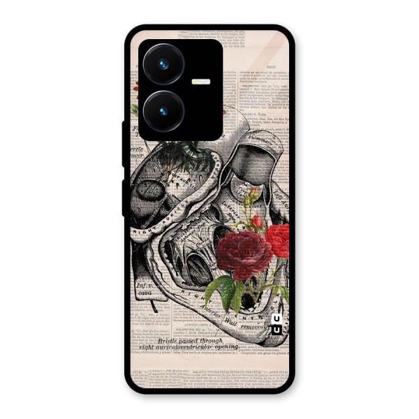 Heart Newspaper Glass Back Case for Vivo Y22