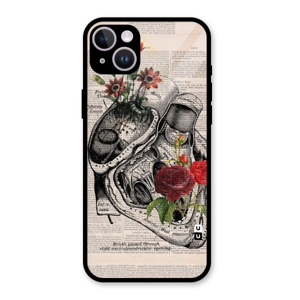 Heart Newspaper Glass Back Case for iPhone 14 Plus