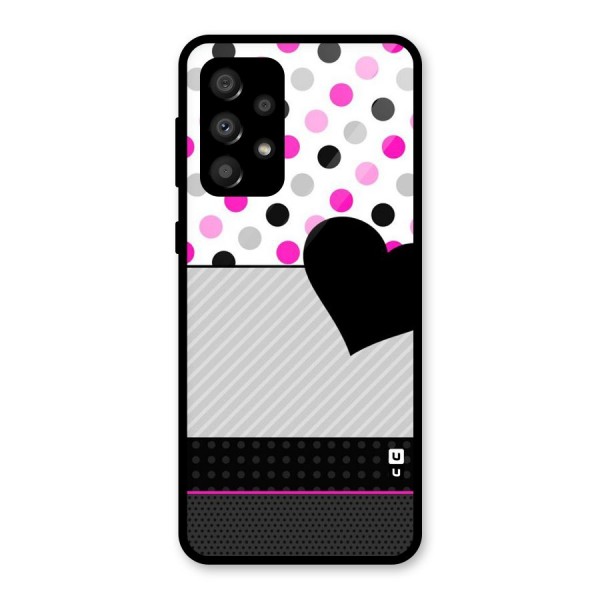 Heart Polka Stripes Glass Back Case for Galaxy A32