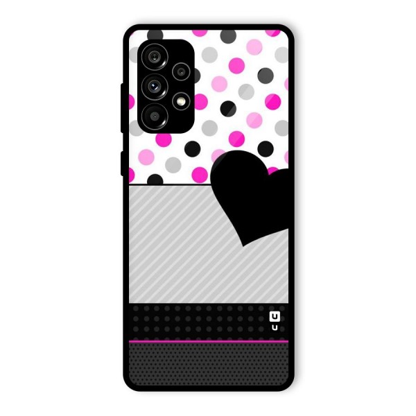 Heart Polka Stripes Glass Back Case for Galaxy A73 5G