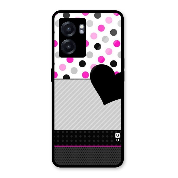 Heart Polka Stripes Glass Back Case for Oppo K10 (5G)