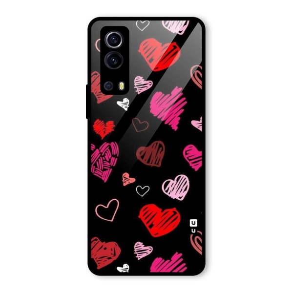 Hearts Art Pattern Glass Back Case for Vivo iQOO Z3