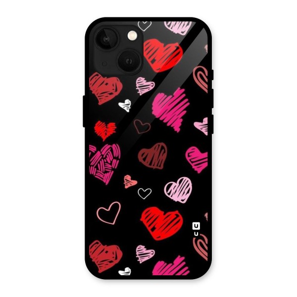 Hearts Art Pattern Glass Back Case for iPhone 13