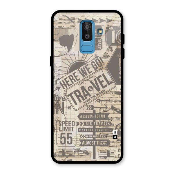 Here We Travel Glass Back Case for Galaxy J8