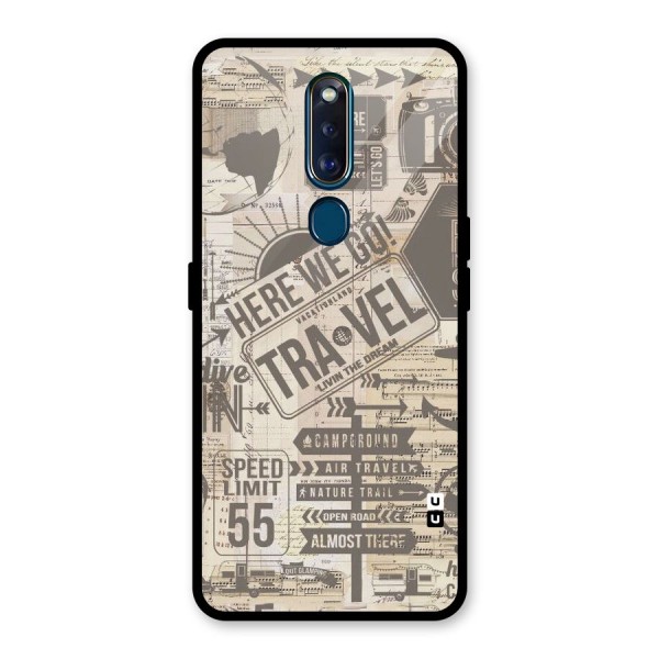 Here We Travel Glass Back Case for Oppo F11 Pro