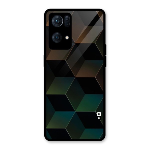 Hexagonal Design Glass Back Case for Oppo Reno7 Pro 5G