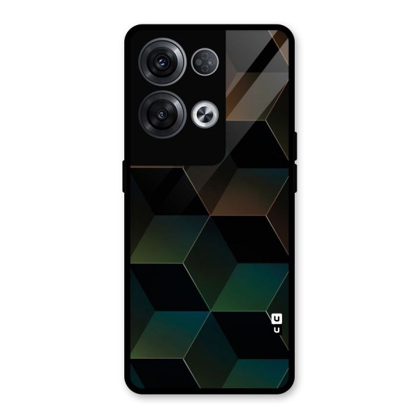 Hexagonal Design Glass Back Case for Oppo Reno8 Pro 5G