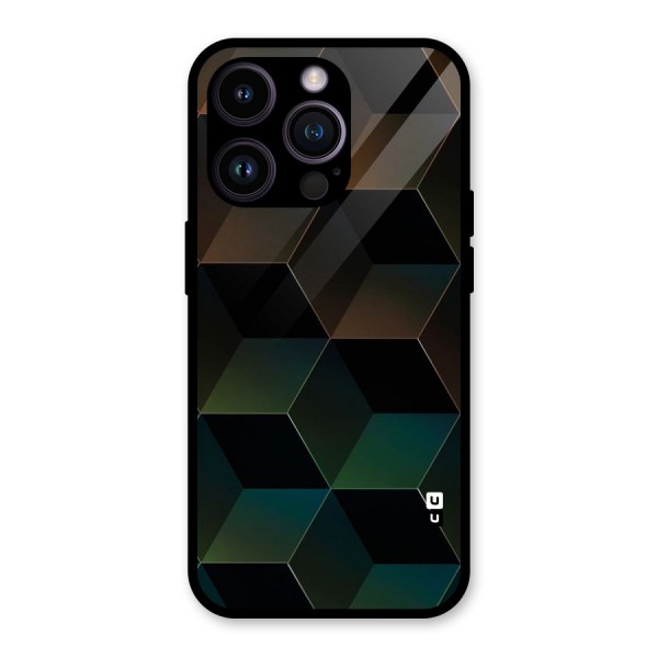 Hexagonal Design Glass Back Case for iPhone 14 Pro