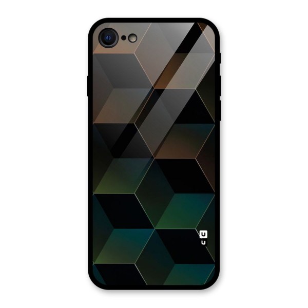 Hexagonal Design Glass Back Case for iPhone SE 2022