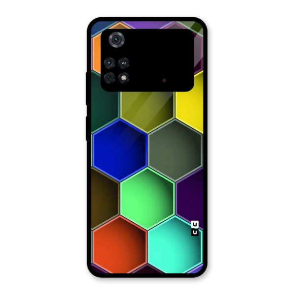 Hexagonal Palette Glass Back Case for Poco M4 Pro 4G