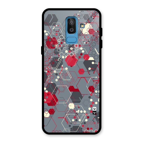 Hexagons Pattern Glass Back Case for Galaxy J8