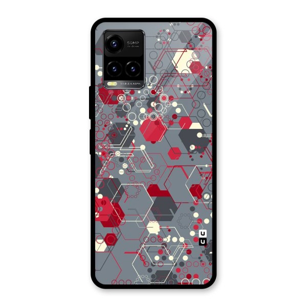 Hexagons Pattern Glass Back Case for Vivo Y21 2021