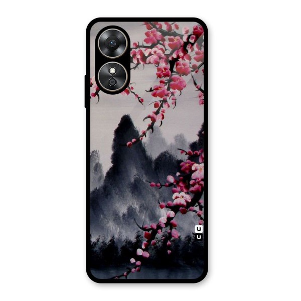 Hills And Blossoms Glass Back Case for Oppo A17