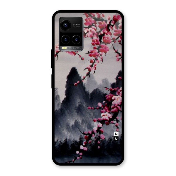 Hills And Blossoms Glass Back Case for Vivo Y21 2021