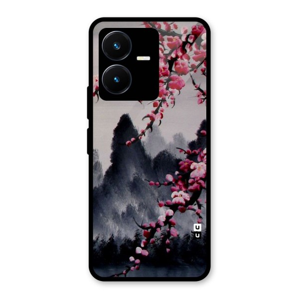 Hills And Blossoms Glass Back Case for Vivo Y22