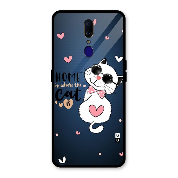 Home Where Cat Glass Back Case for Oppo F11