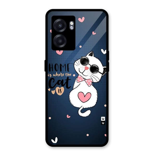 Home Where Cat Glass Back Case for Oppo K10 (5G)