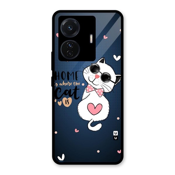 Home Where Cat Glass Back Case for Vivo T1 Pro