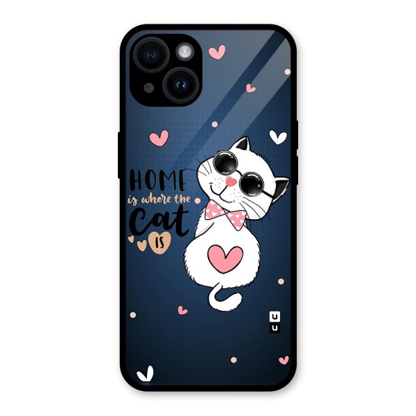 Home Where Cat Glass Back Case for iPhone 14