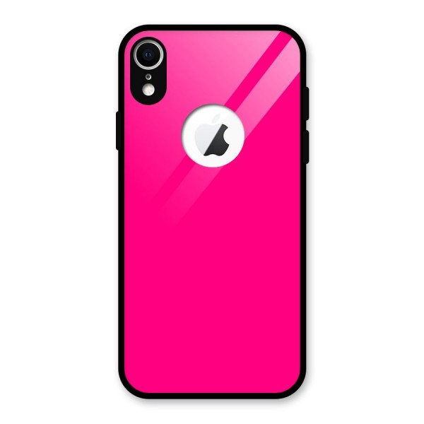 Hot Pink Glass Back Case for iPhone XR Logo Cut