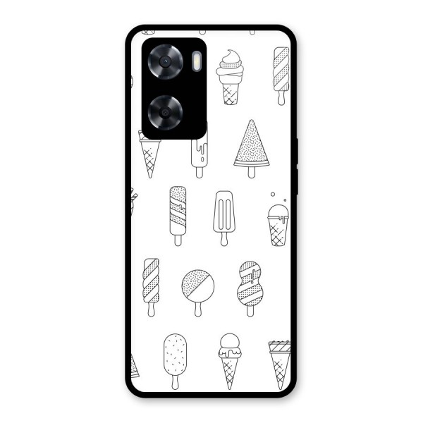 Ice Cream Lines Glass Back Case for Oppo A57 2022