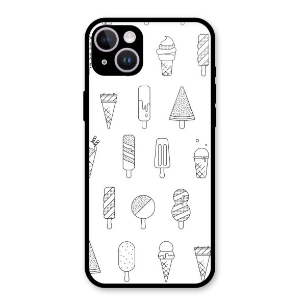 Ice Cream Lines Glass Back Case for iPhone 14 Plus