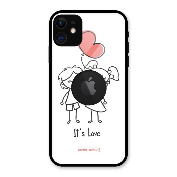 Its Love Glass Back Case for iPhone 11 Logo Cut