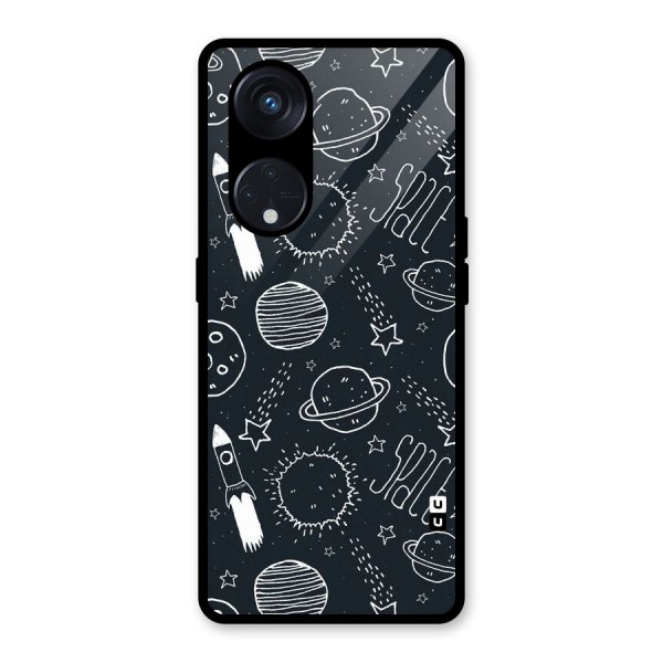 Just Space Things Glass Back Case for Reno8 T 5G