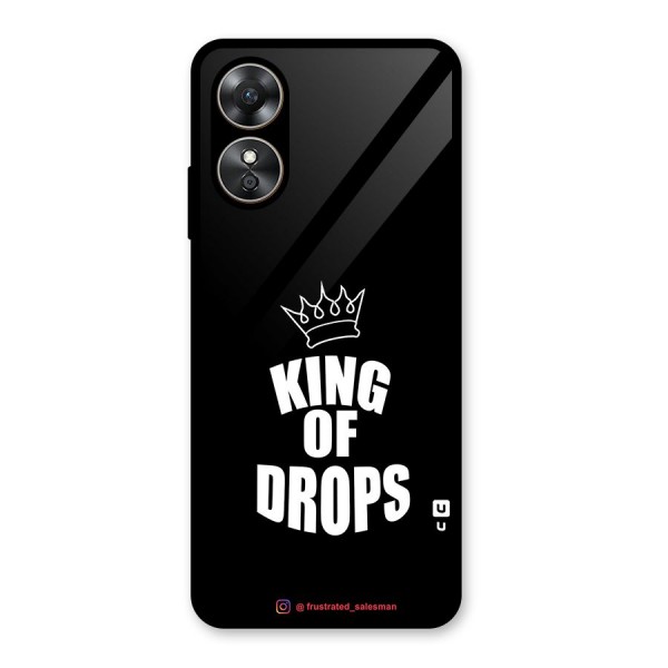 King of Drops Black Glass Back Case for Oppo A17