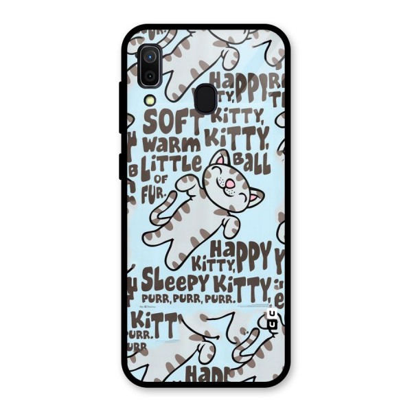 Kitty Pattern Glass Back Case for Galaxy A30