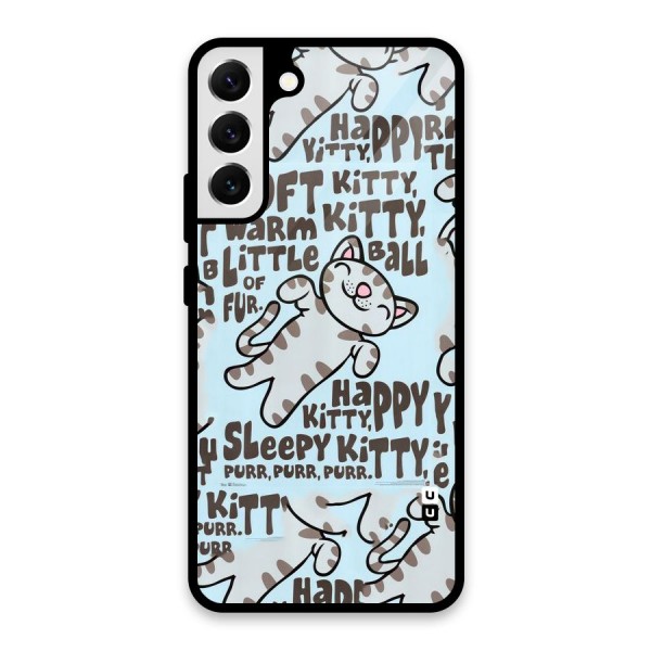 Kitty Pattern Glass Back Case for Galaxy S22 Plus 5G