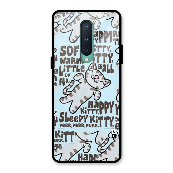 Kitty Pattern Glass Back Case for OnePlus 8