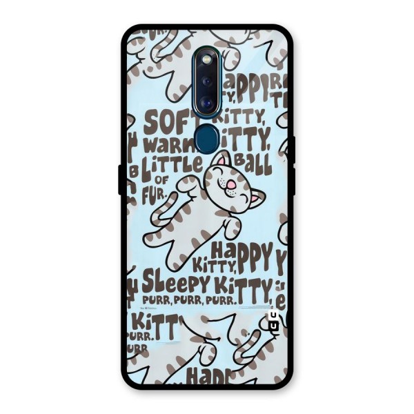 Kitty Pattern Glass Back Case for Oppo F11 Pro