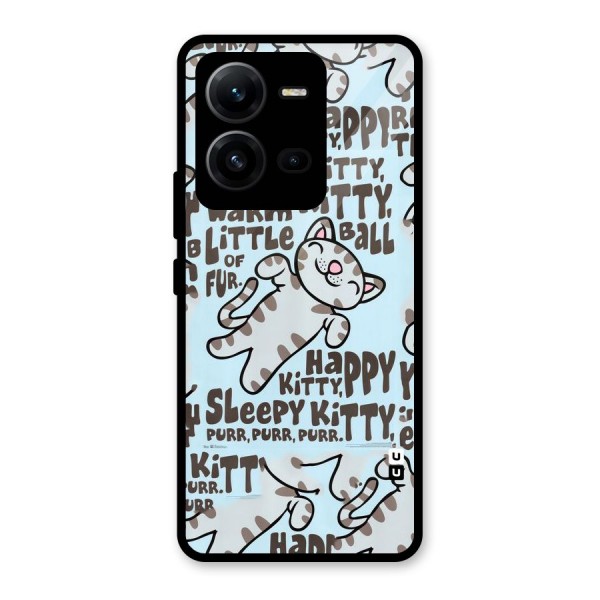 Kitty Pattern Glass Back Case for Vivo V25