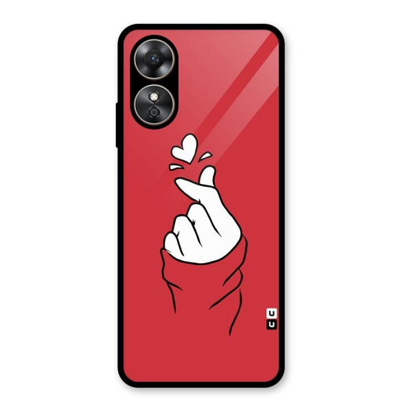 Korean Love Sign Glass Back Case for Oppo A17