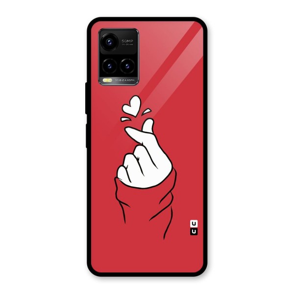 Korean Love Sign Glass Back Case for Vivo Y33s