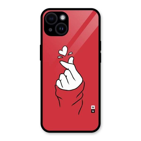 Korean Love Sign Glass Back Case for iPhone 14