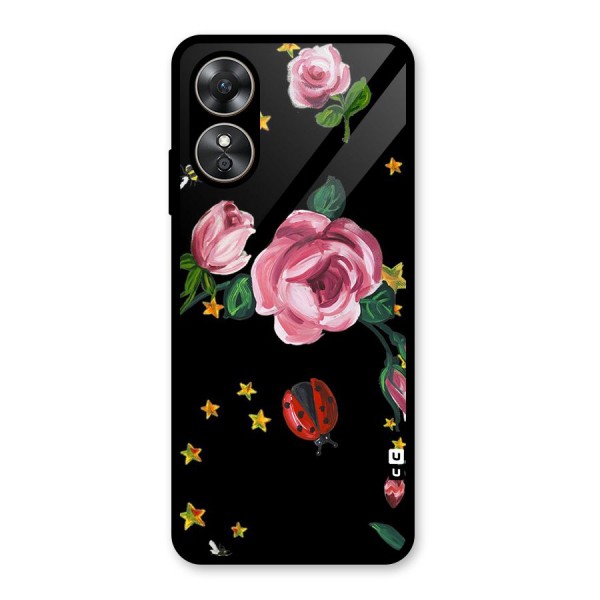 Ladybird And Floral Glass Back Case for Oppo A17