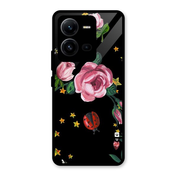 Ladybird And Floral Glass Back Case for Vivo V25