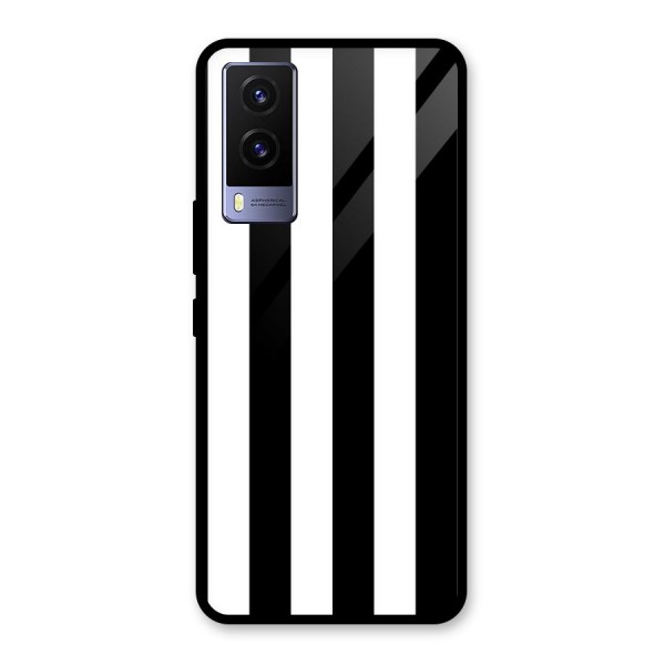 Lavish Black Stripes Glass Back Case for Vivo V21e 5G