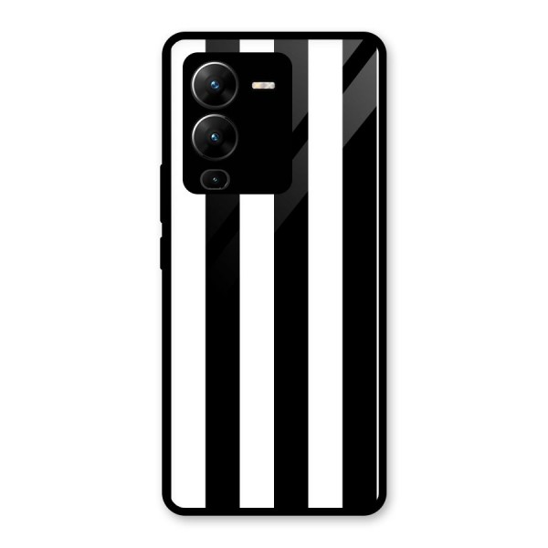 Lavish Black Stripes Glass Back Case for Vivo V25 Pro