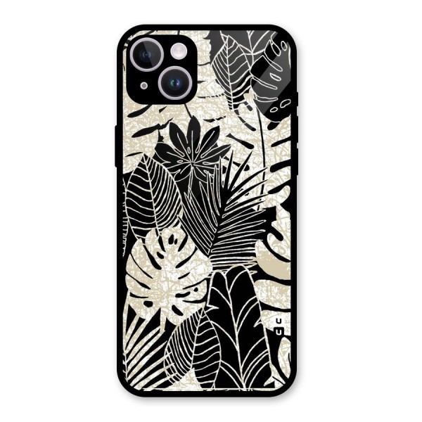 Leaf Pattern Glass Back Case for iPhone 14 Plus