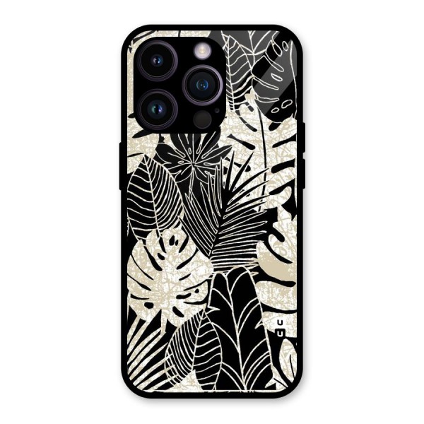 Leaf Pattern Glass Back Case for iPhone 14 Pro