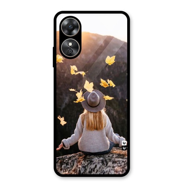 Leaf Rain Sunset Glass Back Case for Oppo A17