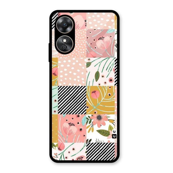 Leaf Stripe Polka Glass Back Case for Oppo A17