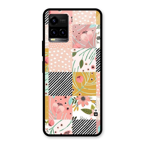 Leaf Stripe Polka Glass Back Case for Vivo Y21 2021