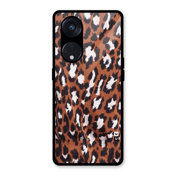 Leapord Design Glass Back Case for Reno8 T 5G